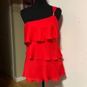 White Black - Misses 1 strap sheer / layered   Tank top color Red size M